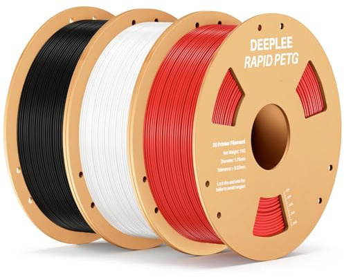 DEEPLEE Rapid PETG Filament 1.75mm, High Speed 3D Drucker Filament up to 600mm/s, Maßgenauigkeit +/- 0.02 mm für die meisten FDM 3D Drucker, Schwarz Weiß Rot 3KG