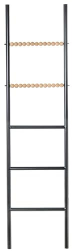 DRW Escabeau décoratif en métal et Bois Noir 43 x 3 x 163 cm