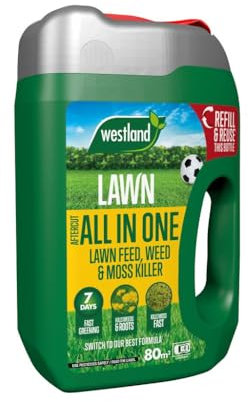 Aftercut All In One Lawn Feed, Weed & Moss Killer - Fast-Acting Lawn Fertilizer for Healthy Growth, Effective Weed and Moss Control - Ideal for Lush, Green Lawns (80m2 spreader)