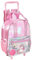 Hartom Girls' Unicorn Rolling Backpack, Pink Sequin School Bag with Holographic Pocket, Trolley Design with Pom Pom