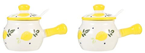 GPDNBIEU, 2 Pcs Ceramics Condiment Pots Porcelain Condiment Pots Seasoning Box Hand Paint Sugar Bowl Seasoning Jar Container Can