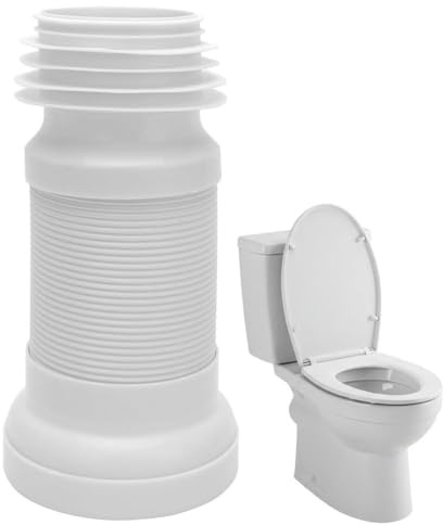 RANJIMA WC Anschlussrohr Flexibel, WC-Anschluss Set Weiß Einstellbar WC-Abfluß Länge von 250 bis 500mm, Universelles Rohr Anschluss für Toilette Abfluss Rohr Siphon