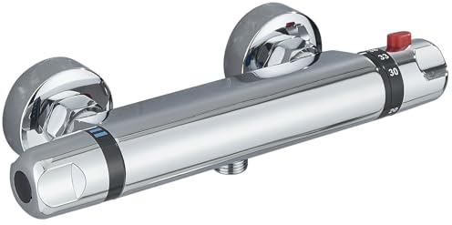 Thermostatic Shower Mixer, Zamery Exposed Thermostatic ShowerTaps Valve Anti Scald Tap, Wall Mounted Shower Mixer Bar with Anti-Scald Control Valve