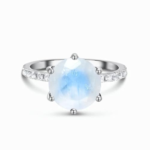 Whoiy Damenringe Mondstein, Verlobungsring 950 Platin Solitär Ehering Echtgold Jahrestagsring für Frauen Größe 63 (20.1)