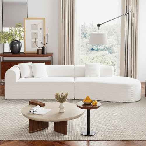 Hawthyhome Ecksofa mit Schlaffunktion 315cm Weiß