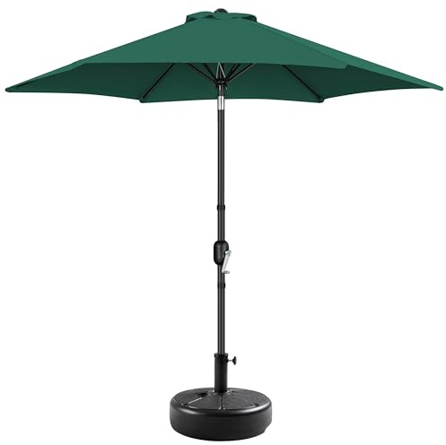 Yaheetech Parasol de Jardin 300cm avec Pied de Parasol 22 KG Inclinable Extérieur Cadre en Métal Protection Solaire pour Jardin Terrasse Patio Piscine Balcon Vert Foncé