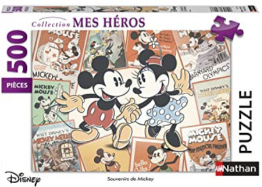 Nathan - Puzzle 500 Teile – Erinnerungen an Micky Maus – Disney – Erwachsene und Kinder ab 12 Jahren – Hochwertiges Puzzle – Kollektion Meine Helden – 87217