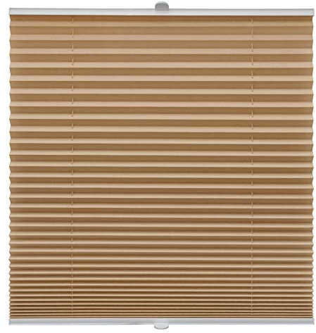 Plissee auf Maß Klemmfix für alle Fenster Montage über Klemmträger bis 27mm Faltrollo Blickdicht Sonnenschutzrollo Fenster-rollo Cappuccino Breite: 71-80 cm, Höhe: 201-250 cm