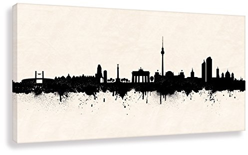 Kunstbruder Berliner Skyline - Schwarz/Weiß 50x100cm - by Stadt Berlin Kunstdruck 2cm (div. Varianten/Größen)- Leinwandbild Wandbild/fertig aufgespannt/fertig zum aufhängen