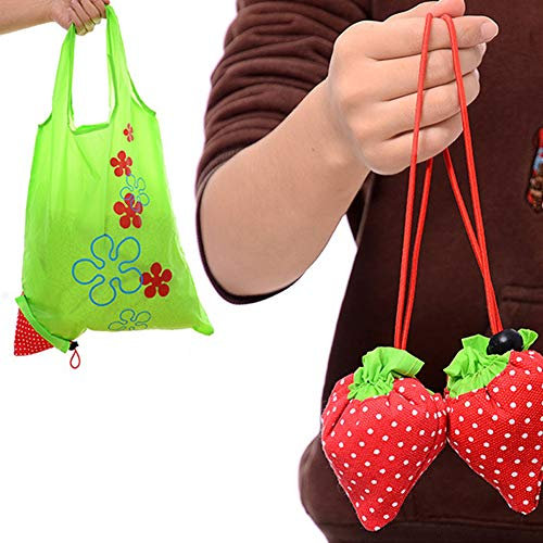 Outdoor peak Faltbar Wasserdicht Einkaufstasche erdbeere Wiederverwendbare Mini 5 Stück,10 Stück (5 Stück)