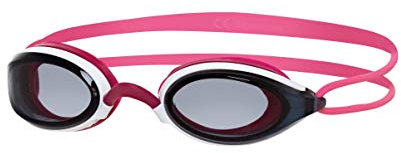 Zoggs Fusion Air Schwimmbrille Erwachsene, Herren und Damen – Komfort-Air-Dichtung, Antibeschlag, UV-Schutz, Weites Sichtfeld, Nasensteg Austauschbar, Rauchglas, Weiß/Rosa