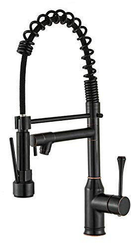 Professional High Arc Kitchen Tap with Swivel Spout,Monobloc Tap Commercial Style with Pull Down Dual Functional Nozzle,Oil Rubbed Bronze, Beelee BL7091B
