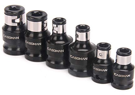 CASOMAN 6-teiliges Bit-Sockel-Adapter-Set, 1/4 Sechskant x 3/8 Antrieb, 1/2 Antrieb, 5/16 Sechskant x 1/2 Antrieb, 1/4 Zoll Dr.Hex Power Bit-Halter & 5/16 1/4-Zoll Dr. Hex Power Bit-Halter-Set