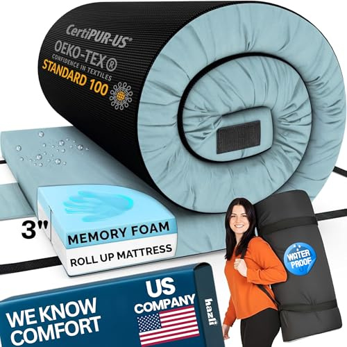 Matrix Cell Memory Foam Camping Mattress Pad, Roll Up Mattress Floor Mattress for Kids, Bed Roll, Camp Folding Sleeping Pad Foam, Cot Mattress Pad, Car Portable Rollaway Bed