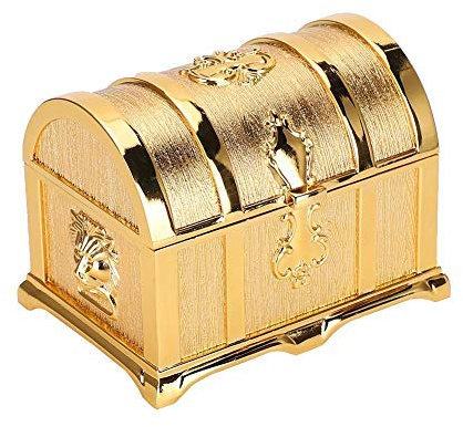 Betued Schmuckschatulle, Schatztruhe im europäischen Stil und Gold, Schmuckkästchen im Piraten-Stil, dekorative Schmuckschatulle, klassische Schmuckaufbewahrungsbox