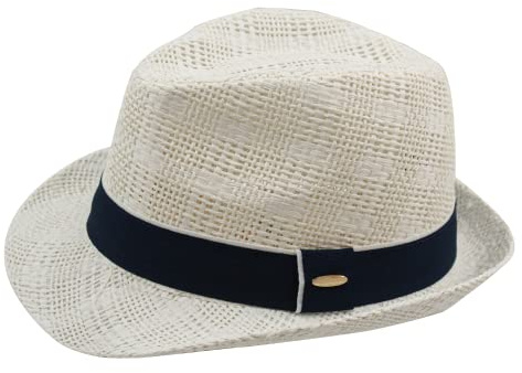 Sombrero Paja Hombre Mujer Fedora Borsalino Trilby Gorra Panamá Verano Playa ala Corta Moda Unisex (lu-255-blanco, 57cm)