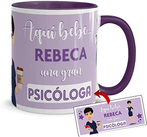 Kembilove Taza Psicóloga – Tazas de café Personalizadas – Tazas Profesiones – Taza Café Aquí Bebe una Psicóloga – Tazas Personalizadas con Nombre – Tazas navideñas Originales
