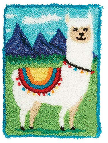 Knüpfteppich Für Erwachsene Kinder Tapisserie Teppich Zum Selber Knüpfen Kissenbezug Mit Alpaka DIY Handarbeit Selbst Kreuzstich Set Knüpfen Set Knüpf-Sets Latch Hook Kit 52Cmx38cm