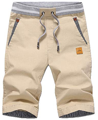 ZOXOZ Pantaloncini Sportivi Uomo Pantaloni Corti Uomo Cotone Estivi Elasticizzati Shorts Pantaloncini Running con Tasche Cachi 2XL