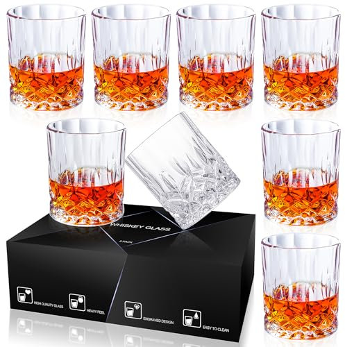 Vasos de whisky, 10 onzas para beber whisky, copas de whisky, coñac, vodka, ginebra, tequila, ron, licor de centeno, vaso de rocas, juego de 8 vasos