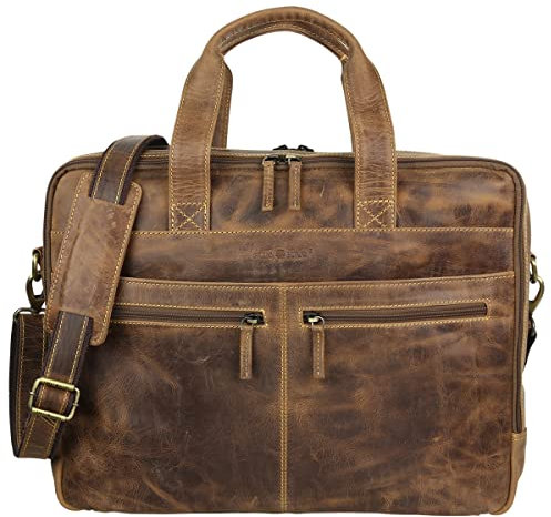 Greenburry Vintage Aktentasche Leder 42 cm Laptopfach