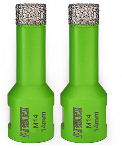 FACHLICH Diamond Core Drill Bit,2pcs Diameter 14mm Thread M14,Vacuum Brazed Dry Wet Hole Saw for Porcelain Tile,Granite,Marble,Concrete,Masonry,Brick