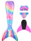 NAITOKE meerjungfrauenflosse mädchen Badeanzug - Meerjungfrau Flosse Bademode mit Bikini Set und Monoflosse Mermaid Tail, 4 Stück Set