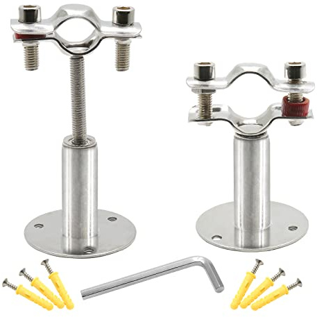 Piutouyar 2 Stück Edelstahl-Wandhalterung, Deckenhalterung, Rohrhalterung, verstellbare Rohrhalterung, Klemme, Rohrriemen, passend für 19 mm (1/2 Zoll) Rohre mit Schrauben