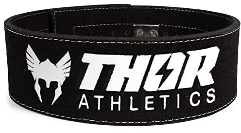 Thor Athletics - Powerlift Belt Schwarz - Gewichtheben Gürtel - Lifting Belt - Krafttraining Zubehör - Powerlifting - Bodybuilding - Deadlift - Squat - Größe (L)