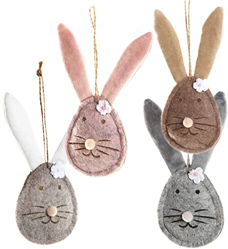 Logbuch-Verlag 4 Hasen Anhänger Filz Anhänger Osteranhänger Ostern Deko 15 cm Geschenk zum Aufhängen