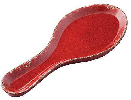 UP ware Melamine Spoon Rest Spoon Holder Kitchen Utensil Holders 9.625 Inch for Kitchen Counter Dining Table (Crackle Red)