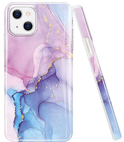 luolnh Gold Glitter Sparkle Case Compatible with iPhone 13 Case Marble Design Shockproof Slim Soft Silicone TPU Bumper Cover Phone Case for iPhone 13 6.1 Inch 2021(Dream Purple)