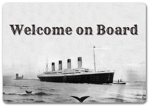 speecheese Welcome on Board Fußmatte in 35x50 cm ohne Rand mit Titanic-Motiv tolle Türmatte für Schiffsfreunde und Fans maritimer Deko