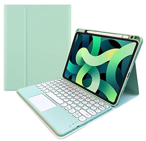 kaitesi Touch Keyboard Case for iPad 11th Generation (A16) 2025/ iPad 10th Generation 2022 (11/10.9 inch) Case with Detachable Round Key Touchpad Color Keyboard Cover (Mint Green)