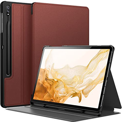JETech Case for Samsung Galaxy Tab S8 Plus 2022 / S7 FE 2021 / S7 Plus 2020 12.4-Inch with S Pen Holder, Slim Folio Stand Protective Tablet Cover, Multi-Angle Viewing (Wine)