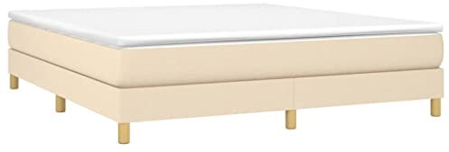 vidaXL Boxspringbett mit Matratze Polsterbett Bettgestell Doppelbett Bett Hotelbett Bettrahmen Lattenrost Schlafzimmerbett Creme 180x200cm Stoff