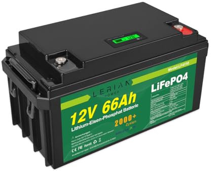 Batterie LiFePO4 12 V 66 Ah au lithium-fer-phosphate pour camping, bateau, solaire