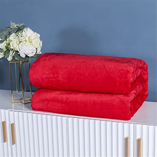 Chickwin Tinta Unita Plaid di Divano Flanella Plaid in Pile Coperte Calda Plaid in Pile di Flanella Microfibra Morbida Coperte Trapunta per Divano Singolo Matrimoniale (Rosso,70x100cm)