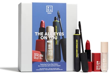 3INA MAKEUP - The All Eyes on You Kit - Make Up Set - Lipstick 270 + 24h Color Liquid Eyeshadow 510 + Every Single Day Mascara 900 - Geschenk Set - Vegan - Cruelty-Free