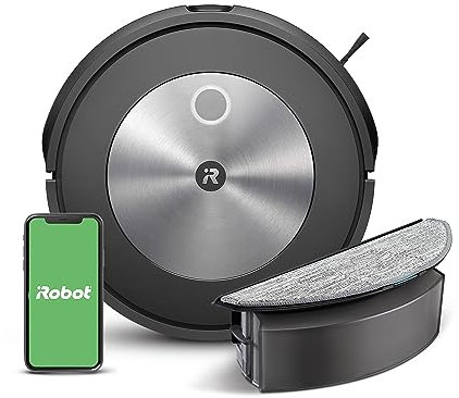 iRobot Roomba Combo j5 Robot aspiradora y trapeador – Identifica y evita obstáculos como residuos de mascotas y cables, limpia por habitación con mapeo inteligente, funciona con Alexa, ideal para pelo
