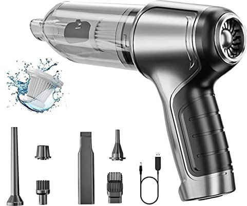 Mini aspirapolvere per Auto Portatile Ricaricabile Senza Fili, soffiatore, Compressione del Vuoto 3 in 1 aspirapolvere a Mano 120 W 12000 Pa Potente aspirapolvere (Brushless Motor-Silver)
