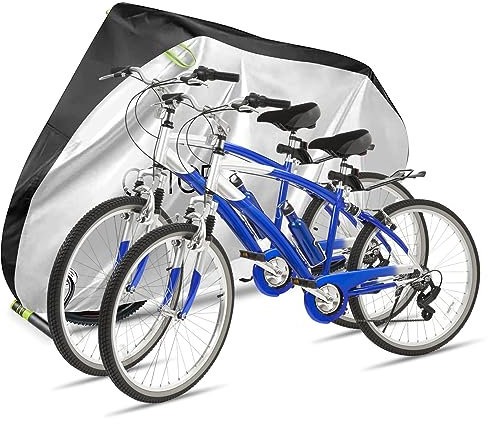 COTOP 3XL Waterproof Bicycle Cover for 2 Bicycles, 210T Nylon Bicycle Weather Protection Tarpaulin Protective Cover with Lock Eyelets Protection for Mountain Bike and Road Bike