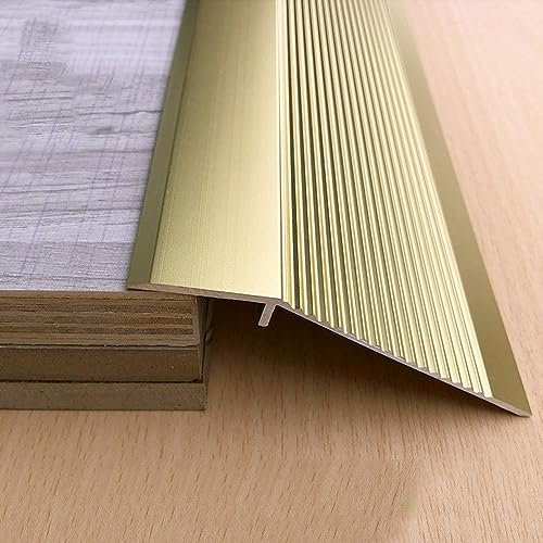 EMISOO Übergangsleiste Türschwelle Übergangsprofil 1-5cm Höhenausgleichsprofil Aluminium Boden Übergangsschiene Extra Breit 10cm Schwellenleiste (Color : Gold)