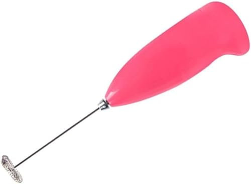 Handheld Milk Frother, Electric Milk Foam Maker with Stainless Steel Whisk, Battery Powered Hand Drink Wand Mixer for Coffee, Lattes, Cappuccino, Matcha, Electric Stirrer, Coffee, Egg Beater (Pink)