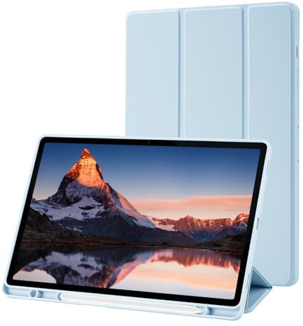 Case for Samsung Galaxy Tab S9 Plus 12.4 inch with S Pen Holder, Trifold Stand Smart Protective Case with Soft TPU Back, Auto Sleep/Wake Cover for Samsung Galaxy Tab S9 Plus 12.4 Case, Sky Blue