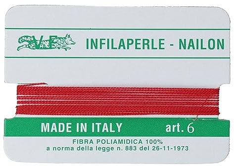 Filo infilaperle con ago di colore rosso in nylon per collane bracciali nailon varie misure (6)