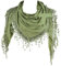 GFM® Einfarbig Jersey Dreieck Schal mit Spitze und Quasten -Lichtgrün- (TRI-PLN-HLHR)