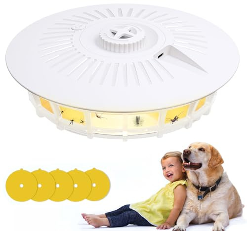 1 STÜCK Flohfalle mit 5 Fangaufklebern AAA-Batterie/USB Wiederaufladbarer | Elektrischer Flohfalle für Wohnung mit Warmem und Violettem Licht für Drinnen und Draußen Schädlingsbekämpfung