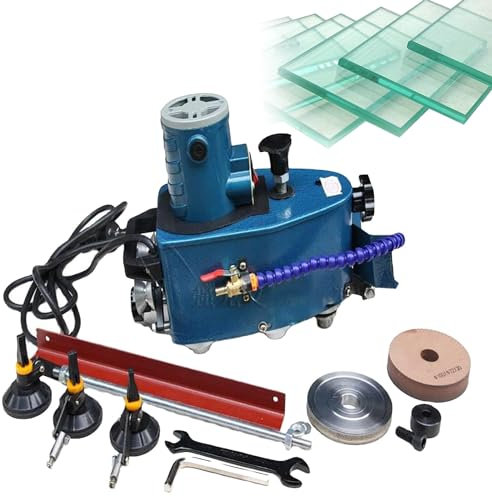 Qiang Machine à Bordures en Verre Coupe Bordure Verre électrique Rectifieuse De Verre à Bord Biseauté Rond Droit Machine Polissage Verre Meuleuse Angle Verre 8000r/Min avec Roue De Polissage
