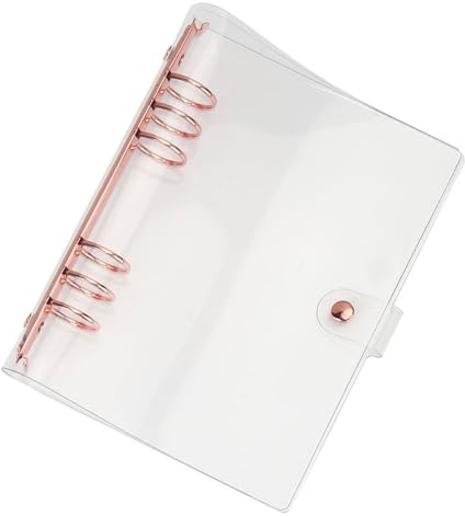 FUNOMOCYA Ringbucheinband für lose Blätter, A5, transparenter Einband, A5, transparenter Einband, Buchschutz, Buchschutz, Handbuch, PVC, rund, Rotgold